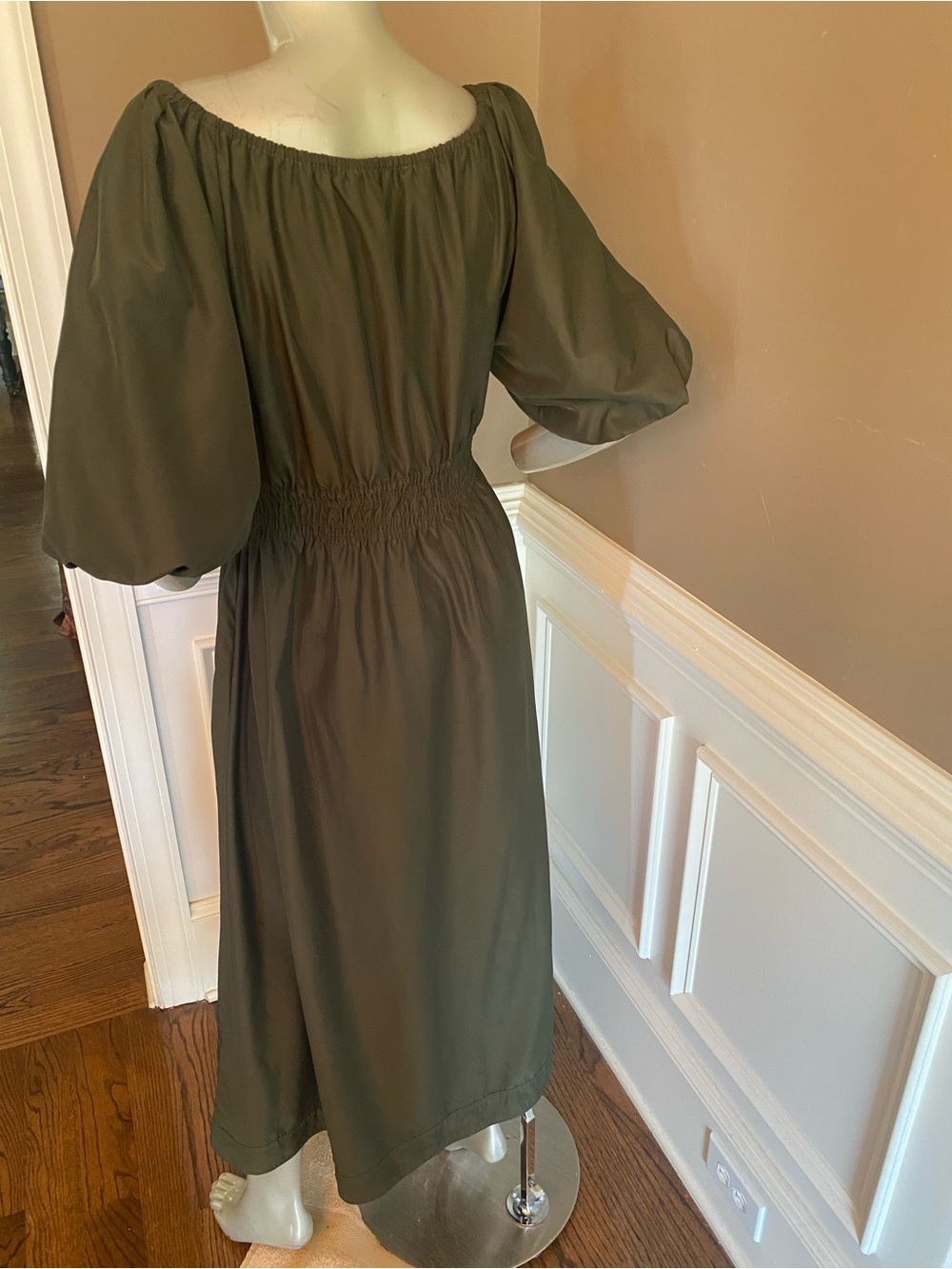 Marie Olive Ava Puff-Sleeve Maxi Dress Olive Green size M - Picture 6 of 7